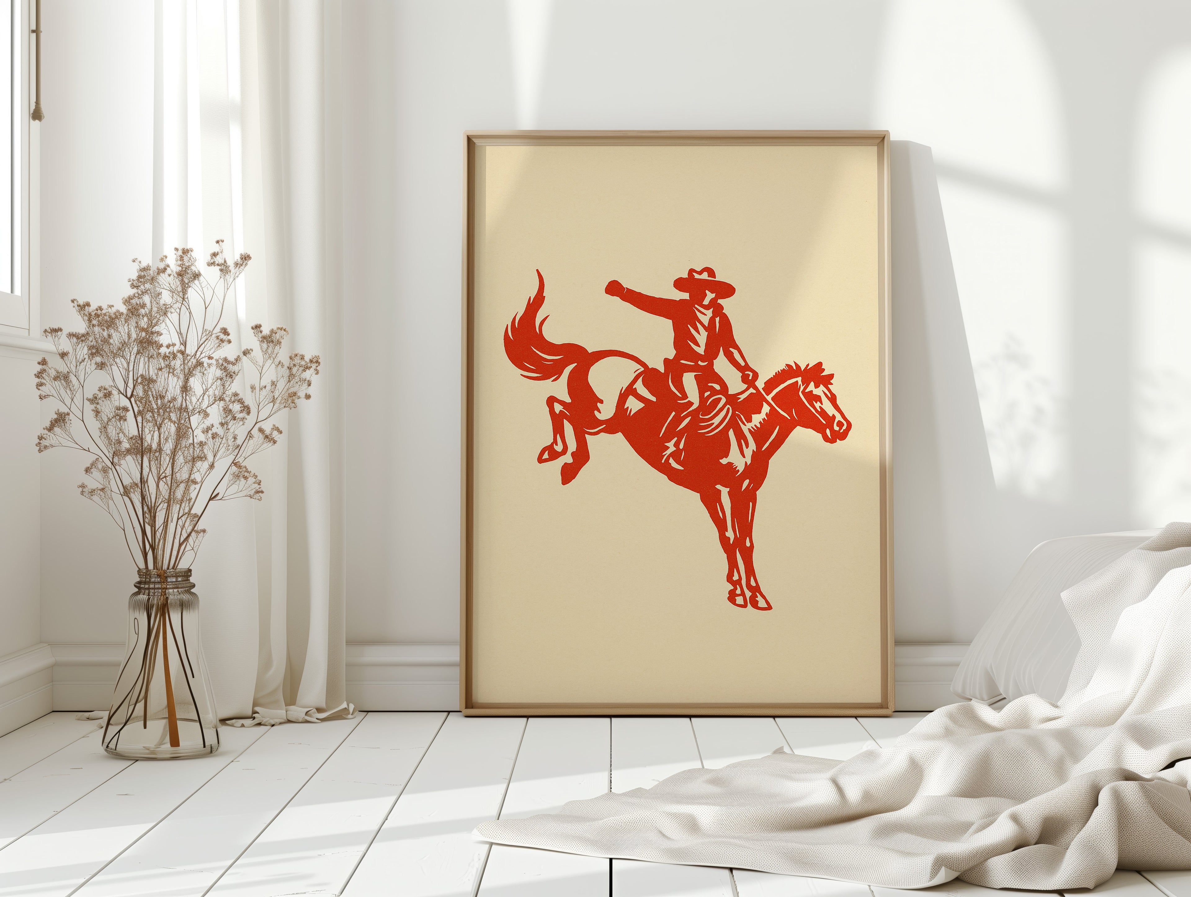 Retro Rodeo Cowboy Print