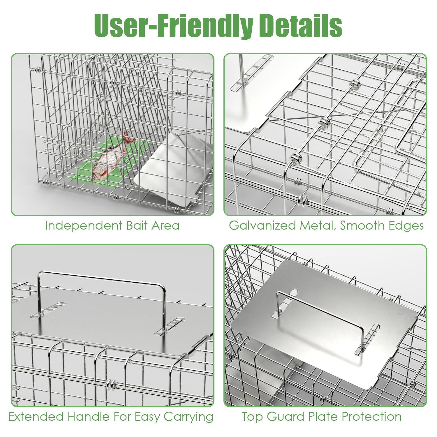 31×12×11" Folding Humane Animal Trap | Cage with Waterproof Cover & Gloves