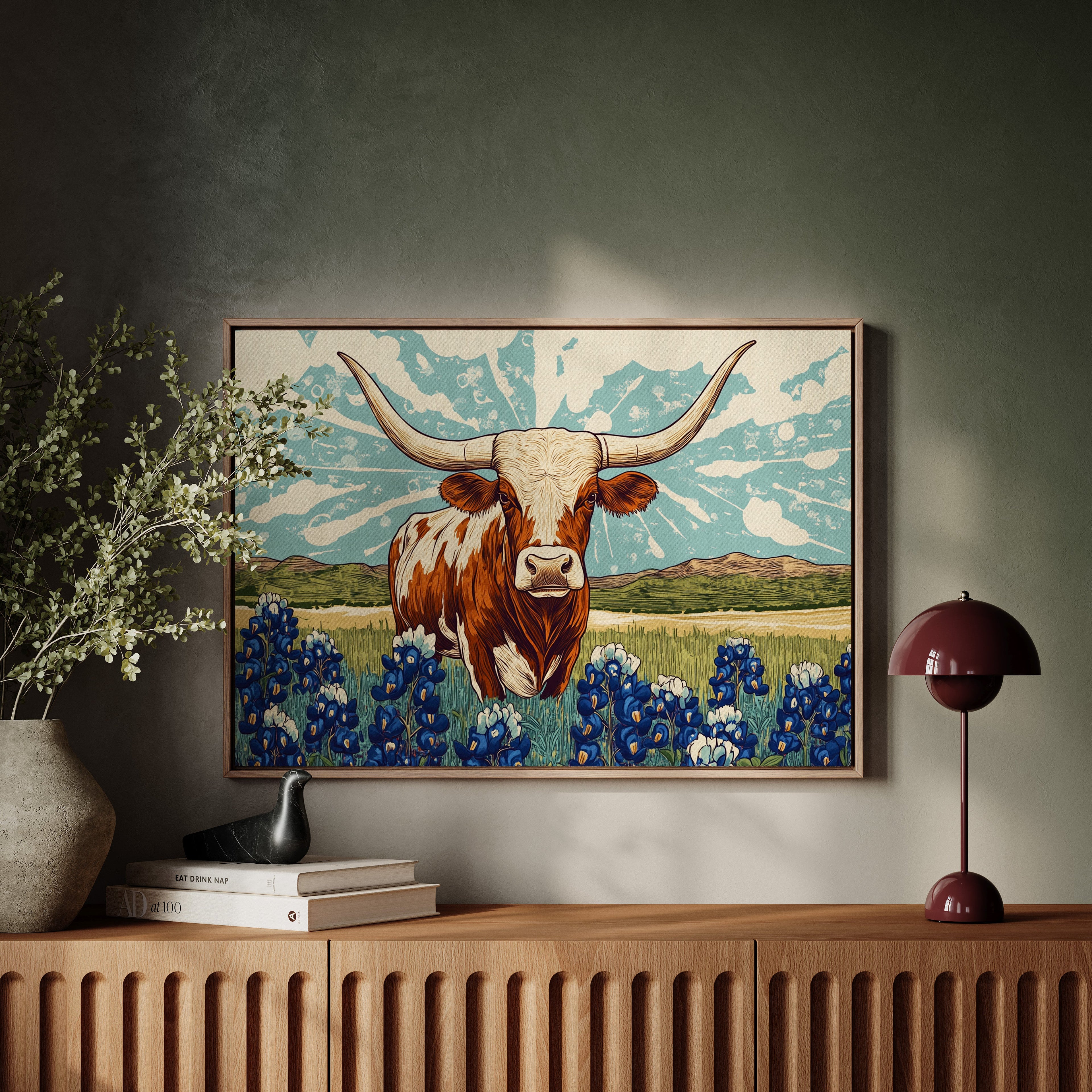 Texas Icon – Longhorn and Bluebonnets Pop Art