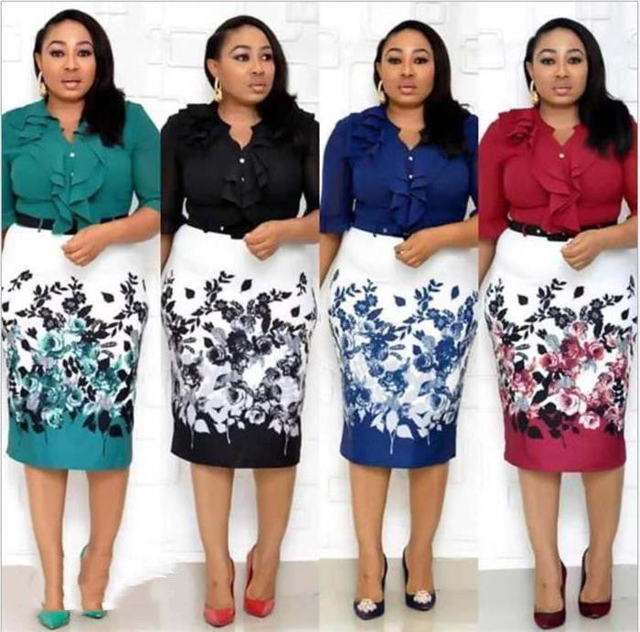 Women's Printed Cotton Shirt & Midi Skirt Set