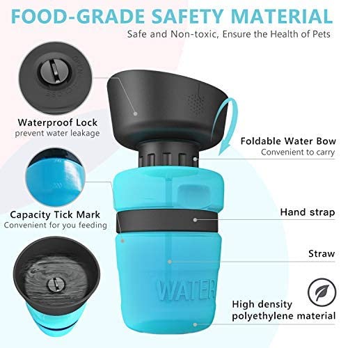 Portable Dog Water Bottle & Bowl 2-in-1 – 520ml Leak-Proof Travel Dispenser