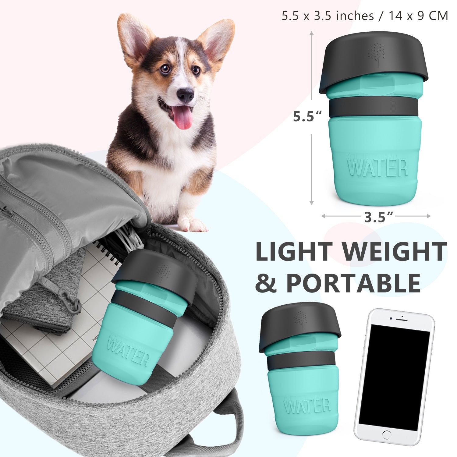 Portable Dog Water Bottle & Bowl 2-in-1 – 520ml Leak-Proof Travel Dispenser