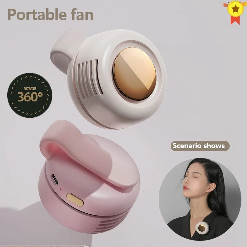 Clip-On Leafless Mini Fan — 900mAh, 3 Speeds, Type-C, Wearable