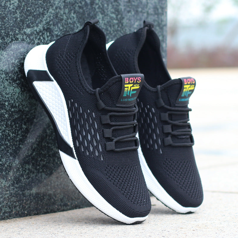 Men's Breathable Mesh Lace-Up Running Shoes – Non-Slip Low-Top Sneakers