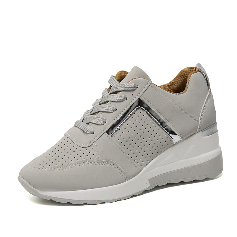 Women's Platform Wedge Sneakers – Lace-Up Mesh Casual Shoes