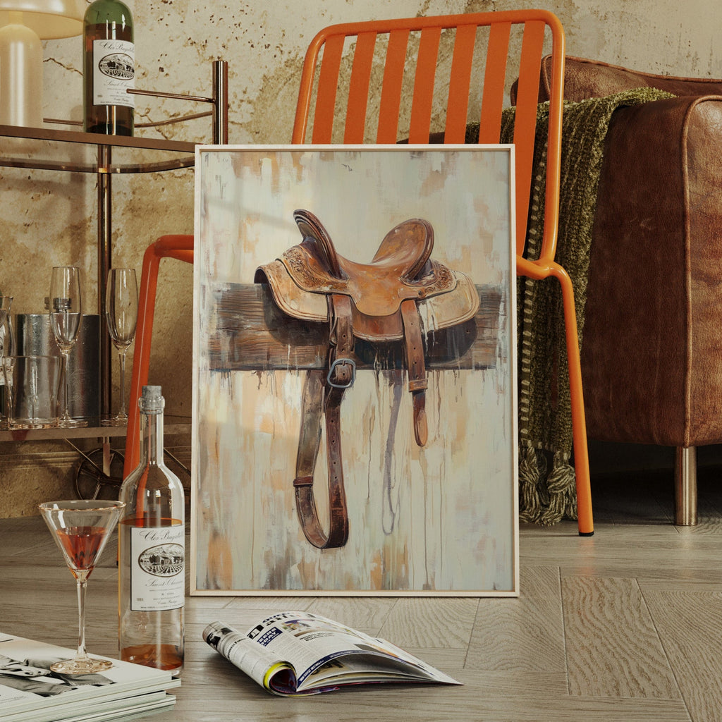 Weathered Rest: Western Saddle Still Life