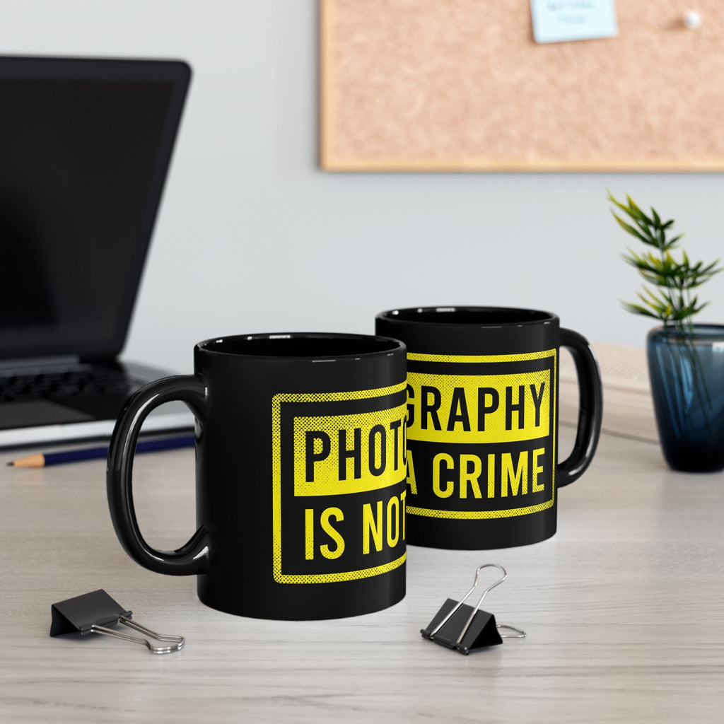 Photography Is Not a Crime Black Mug - 11oz & 15oz Coffee Cup for Photographers