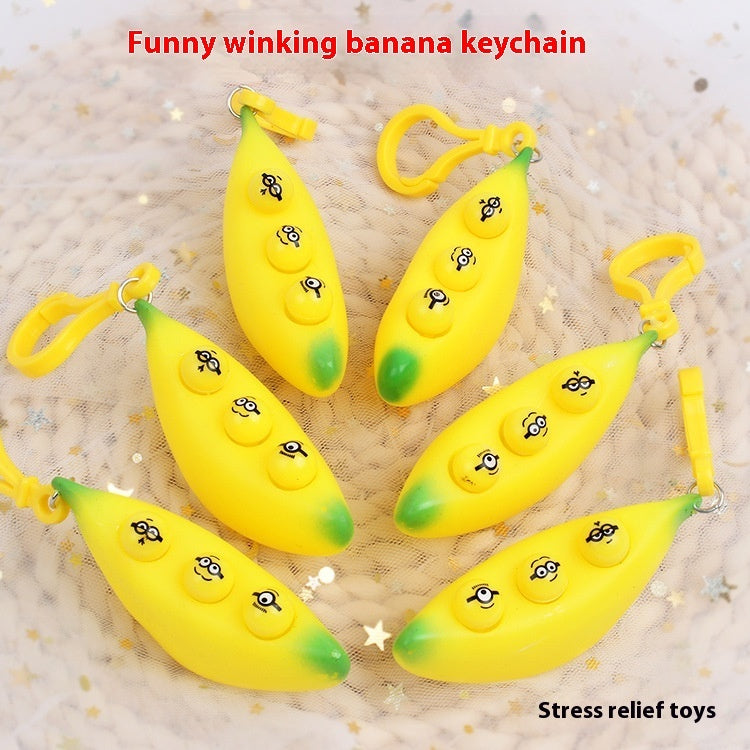 Banana Squeeze Toy Keychain – Stress Relief Pendant