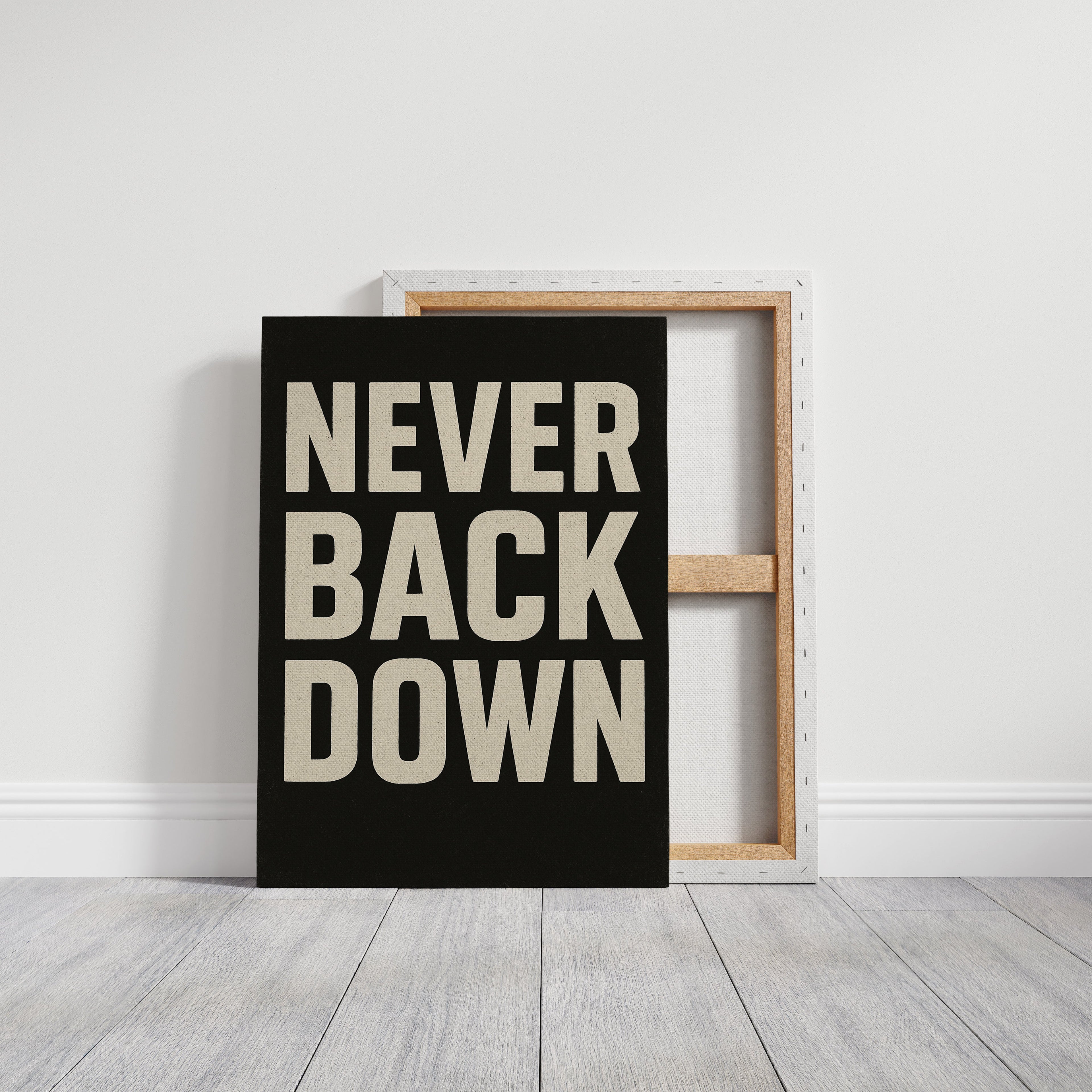 Never Back Down Grit Typography Poster