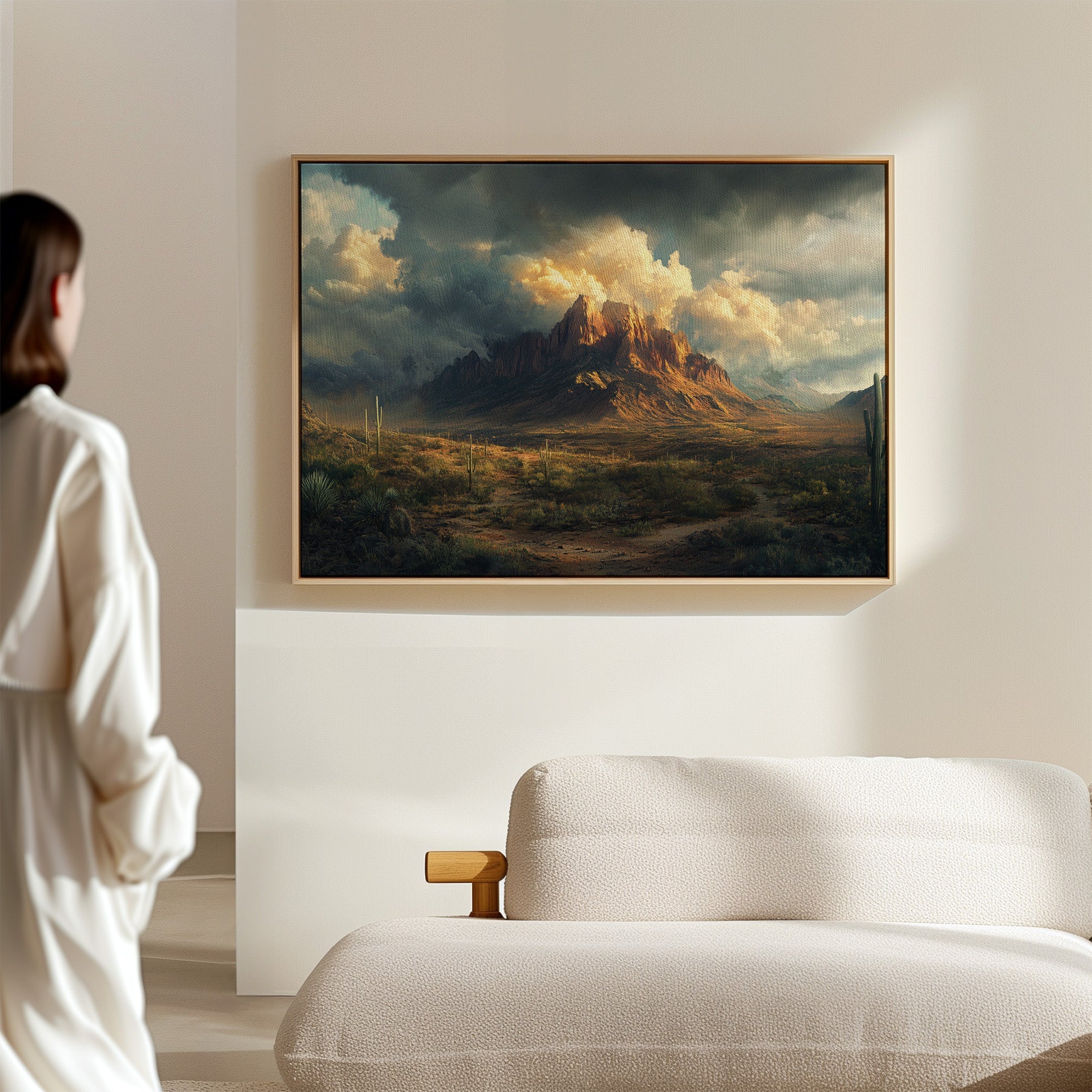 Stormy Desert Mountain Canvas – Moody Western Landscape Wall Art
