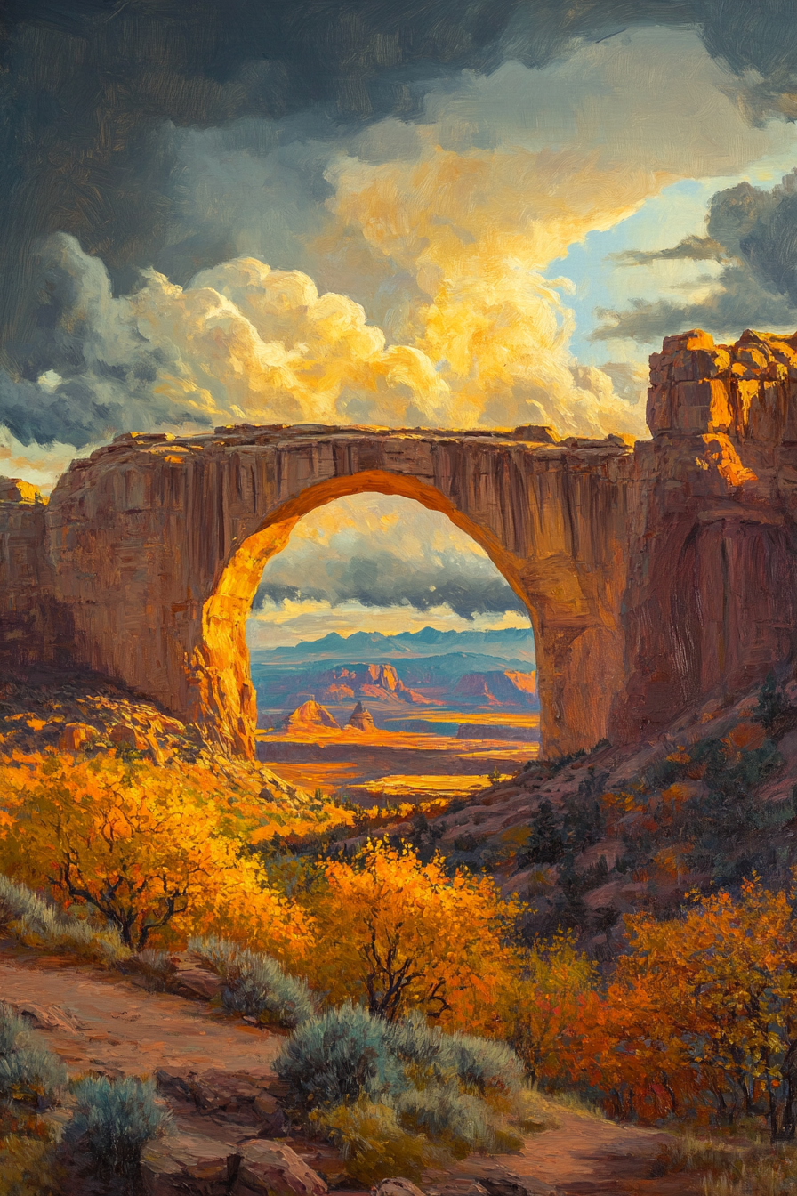 Southwest Arch Canyon Canvas – Autumn Desert Landscape Wall Art