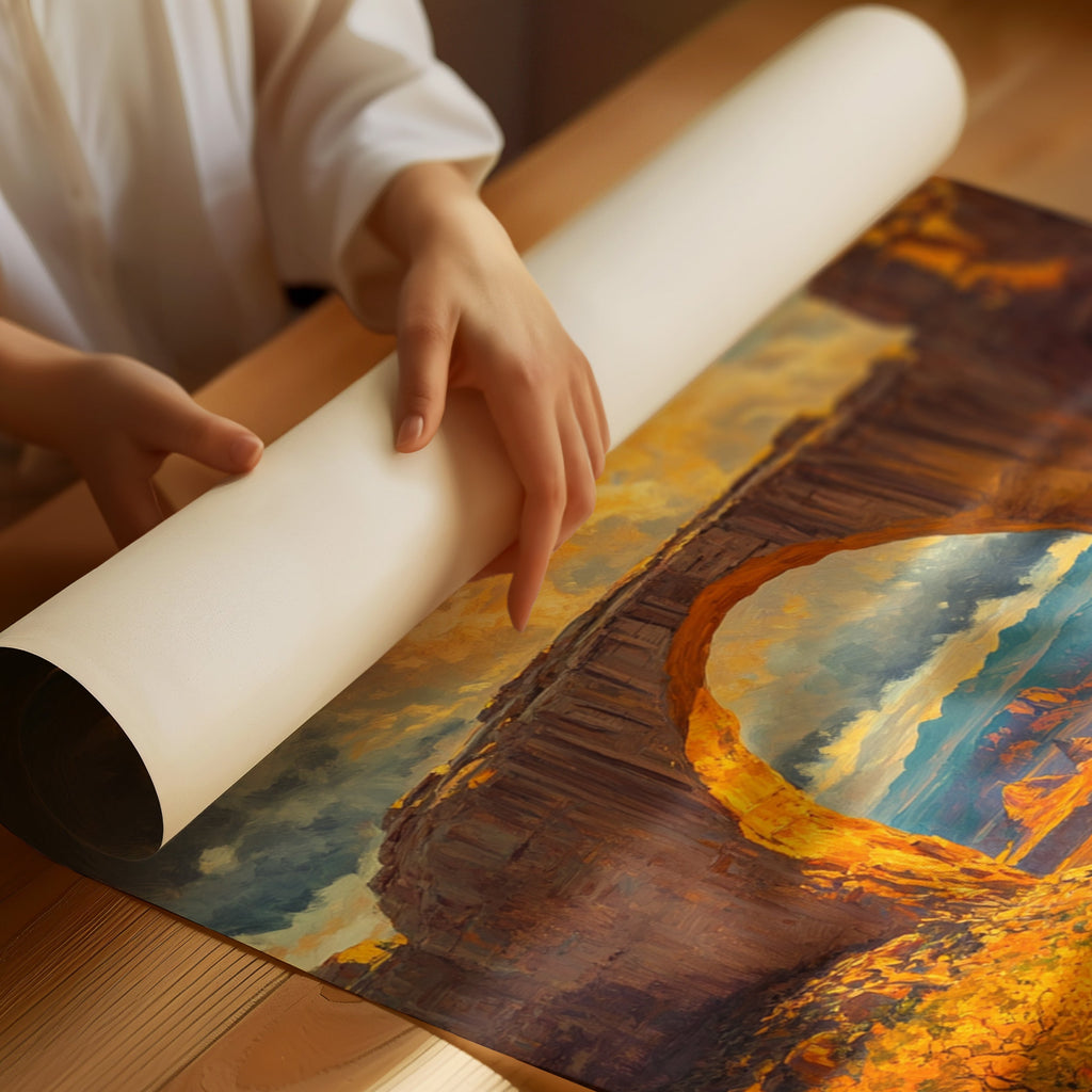 Southwest Arch Canyon Canvas – Autumn Desert Landscape Wall Art