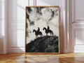 Cowboy Ridge Silhouette Print – Western Horseback Wall Art