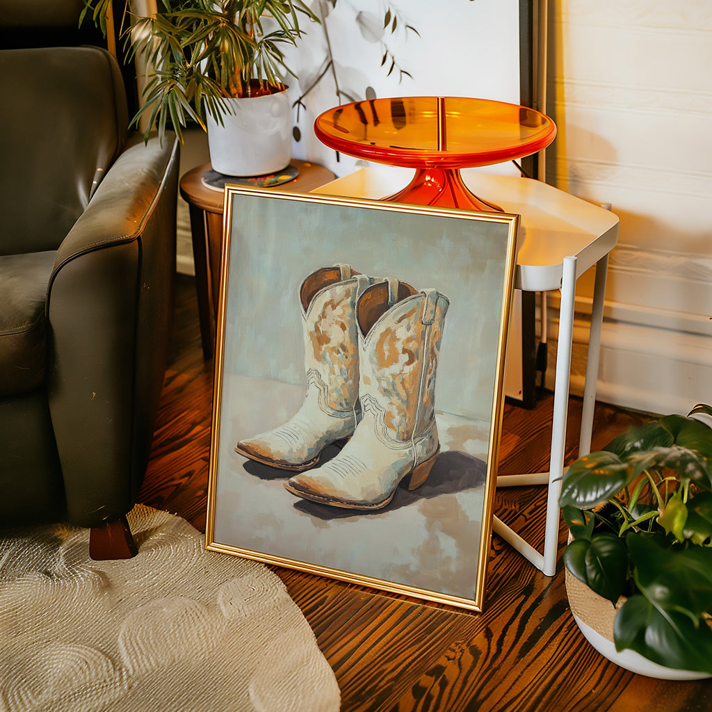 Vintage Cowgirl Boots Canvas – Western Boot Wall Art