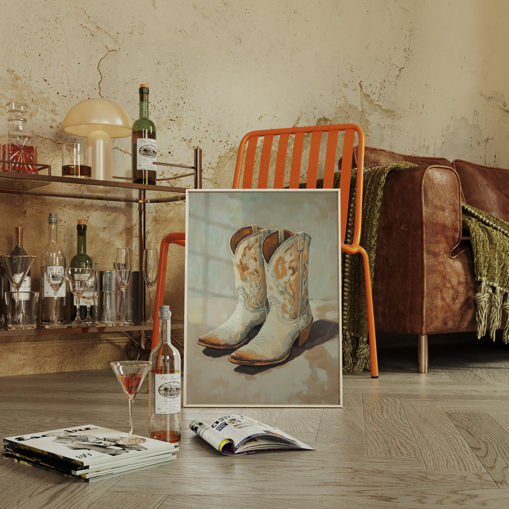 Vintage Cowgirl Boots Canvas – Western Boot Wall Art