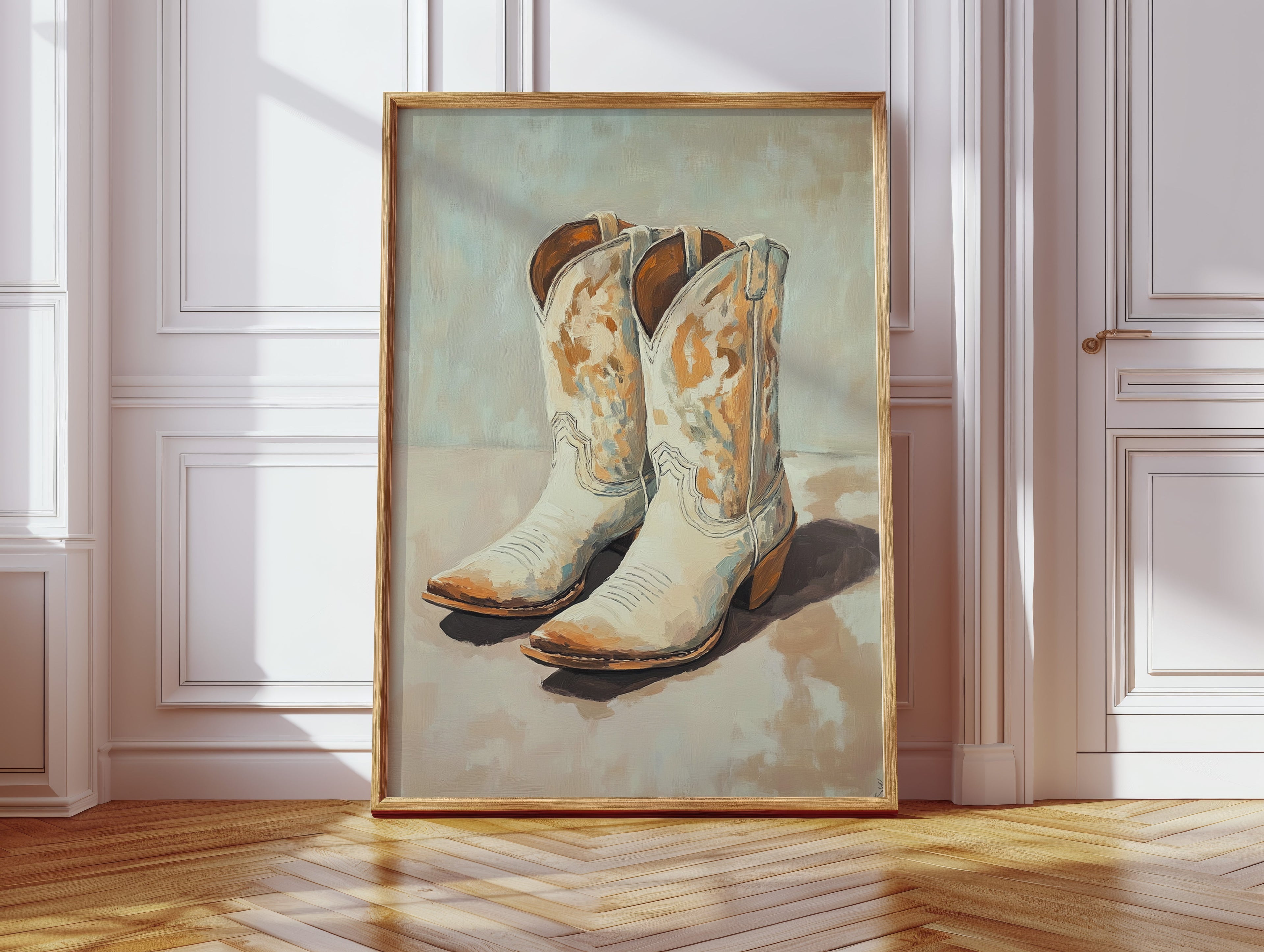 Vintage Cowgirl Boots Canvas – Western Boot Wall Art