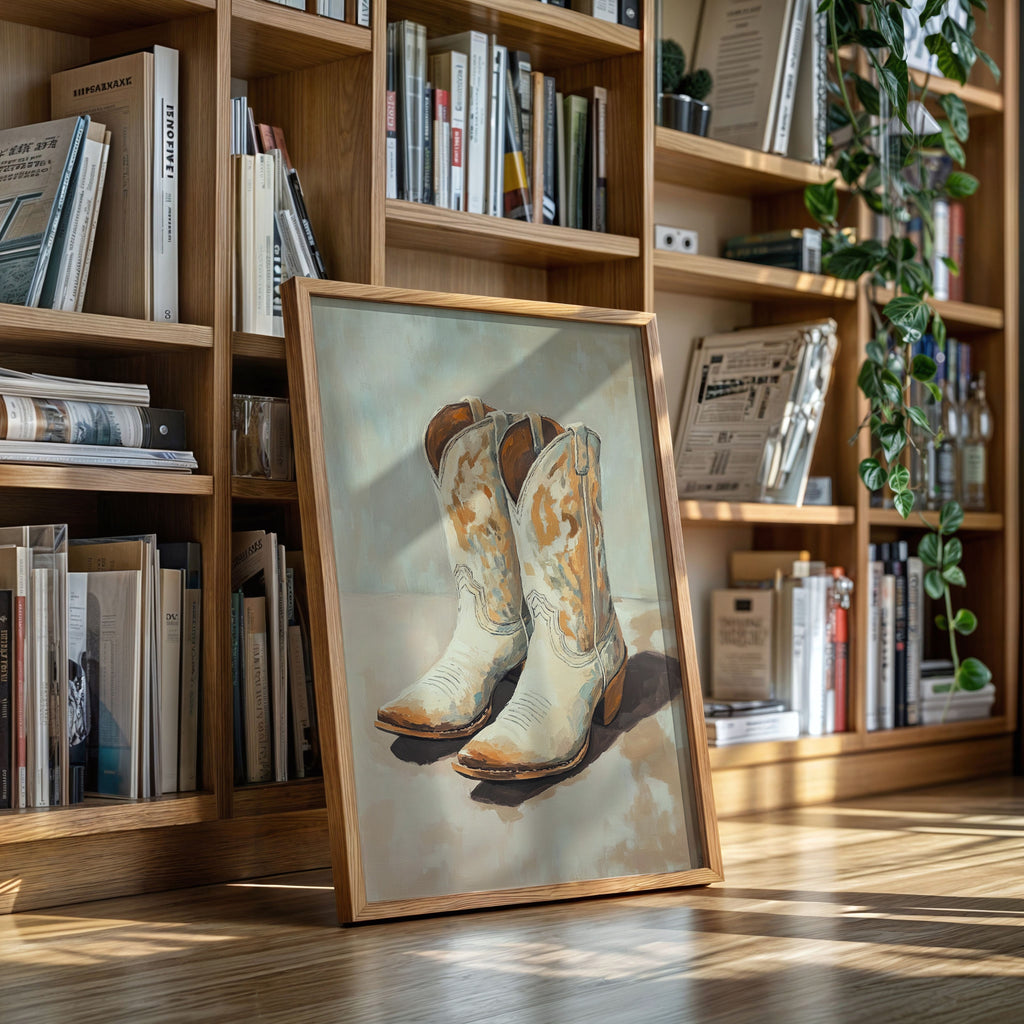 Vintage Cowgirl Boots Canvas – Western Boot Wall Art