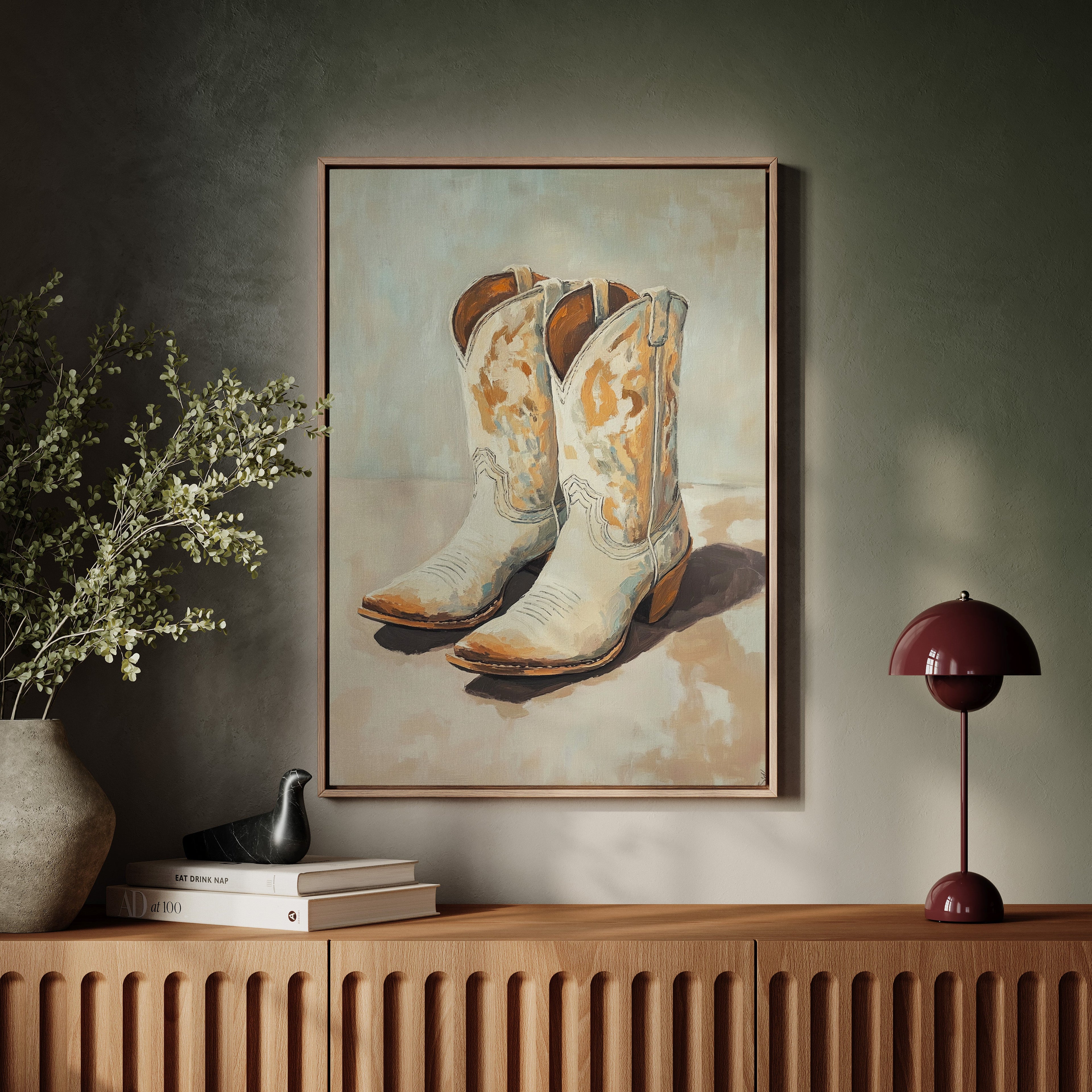 Vintage Cowgirl Boots Canvas – Western Boot Wall Art