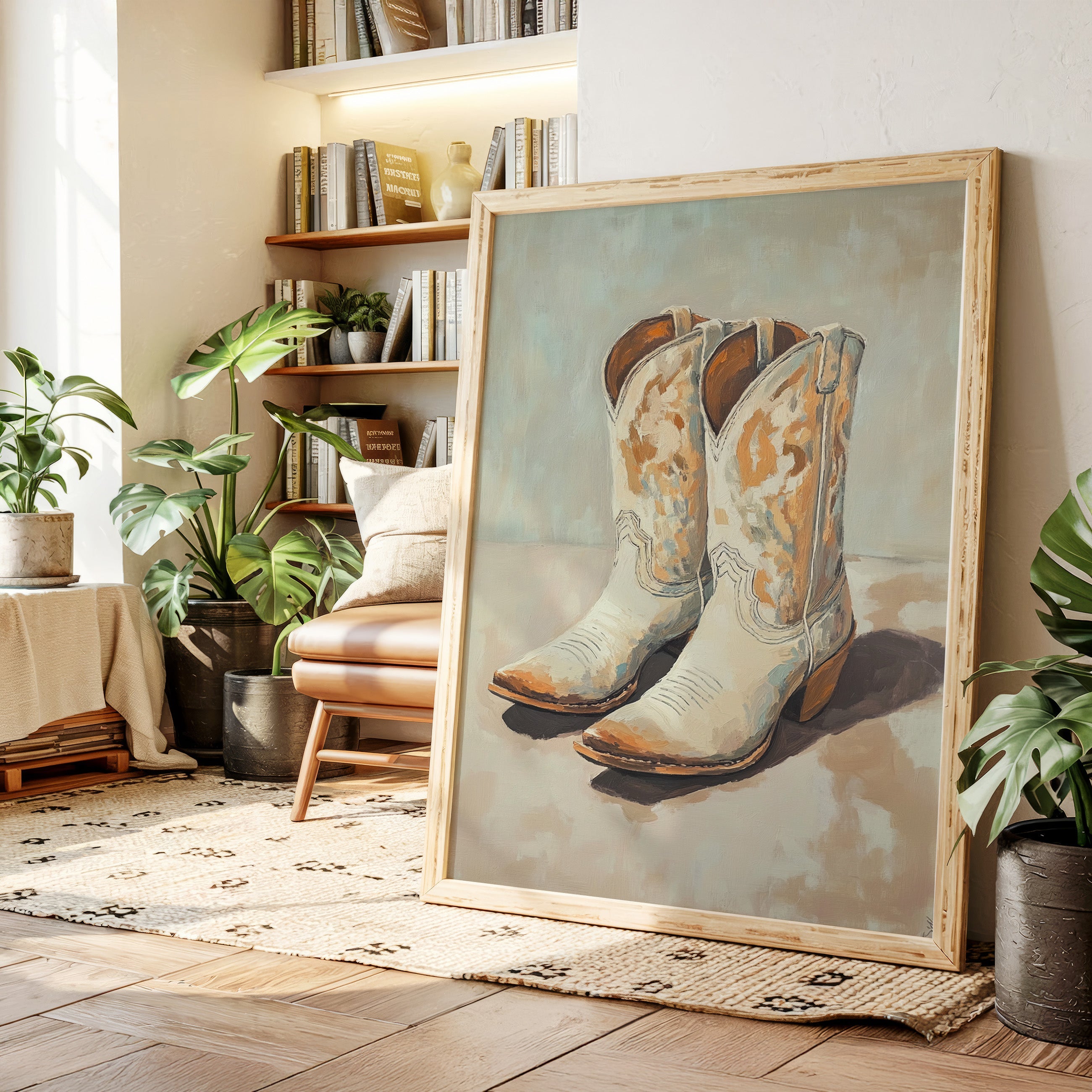 Vintage Cowgirl Boots Canvas – Western Boot Wall Art