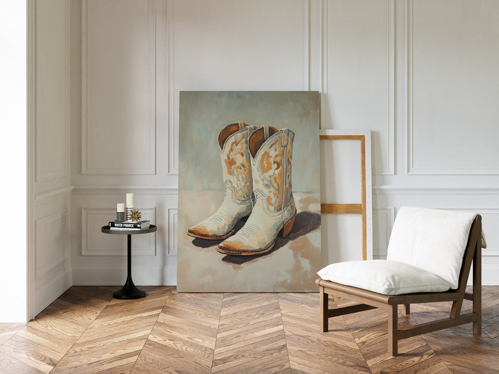 Vintage Cowgirl Boots Canvas – Western Boot Wall Art
