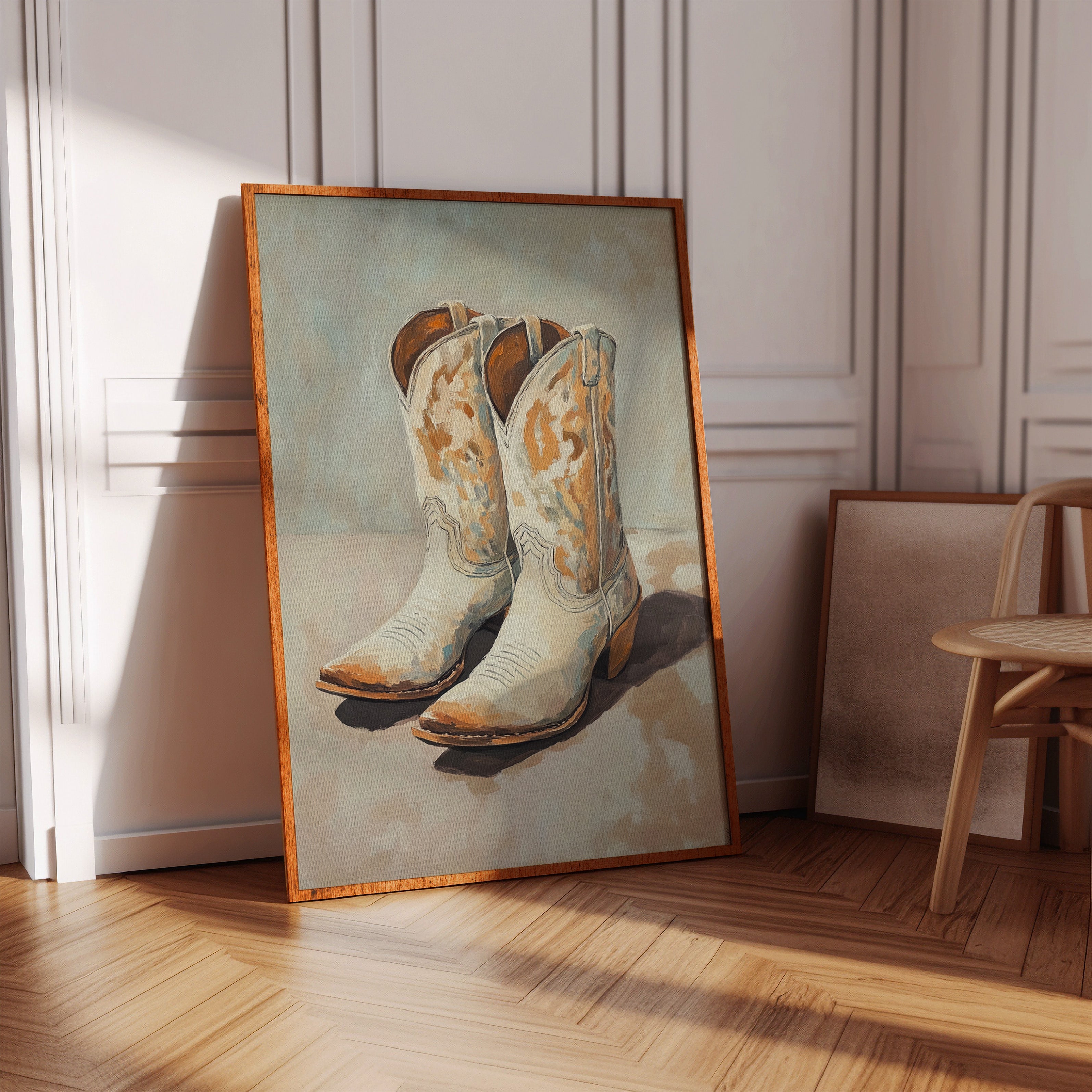 Vintage Cowgirl Boots Canvas – Western Boot Wall Art