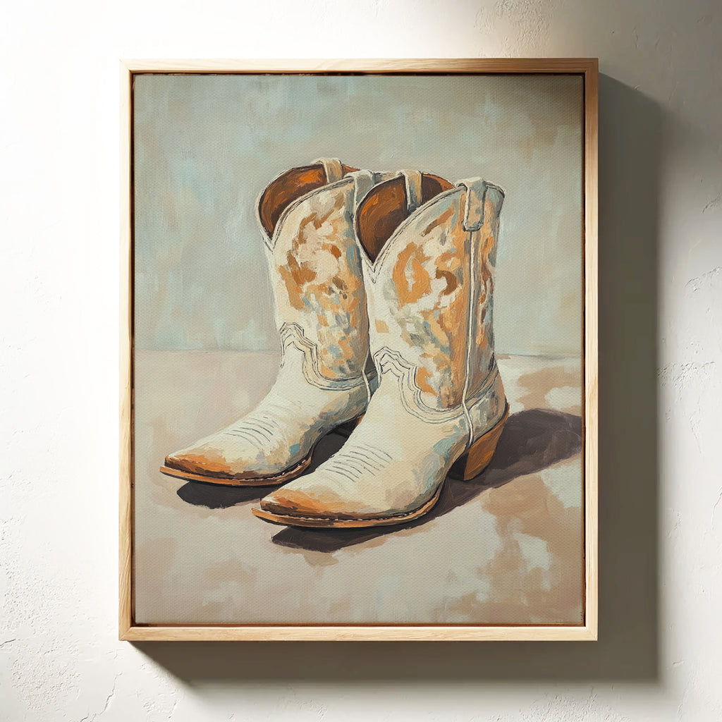 Vintage Cowgirl Boots Canvas – Western Boot Wall Art