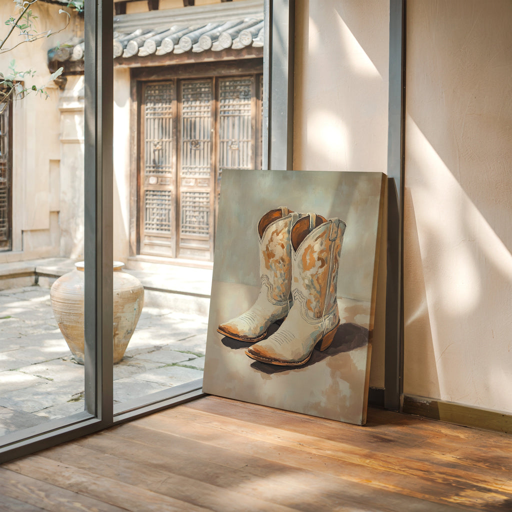 Vintage Cowgirl Boots Canvas – Western Boot Wall Art