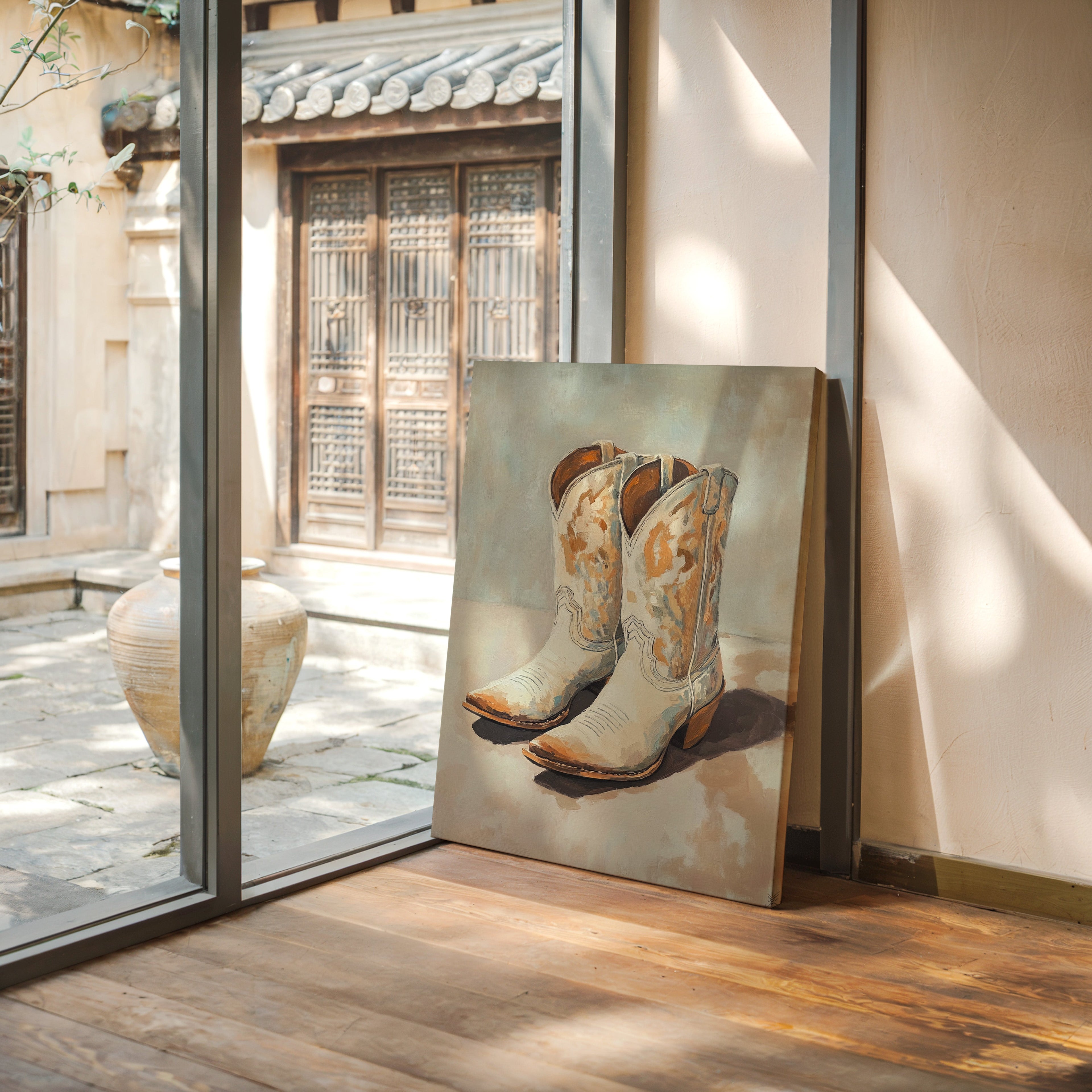 Vintage Cowgirl Boots Canvas – Western Boot Wall Art