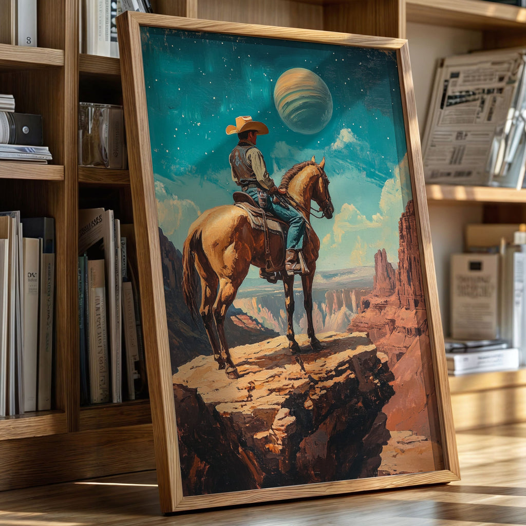 Stargazer Cowboy Canvas – Western Space Wall Art