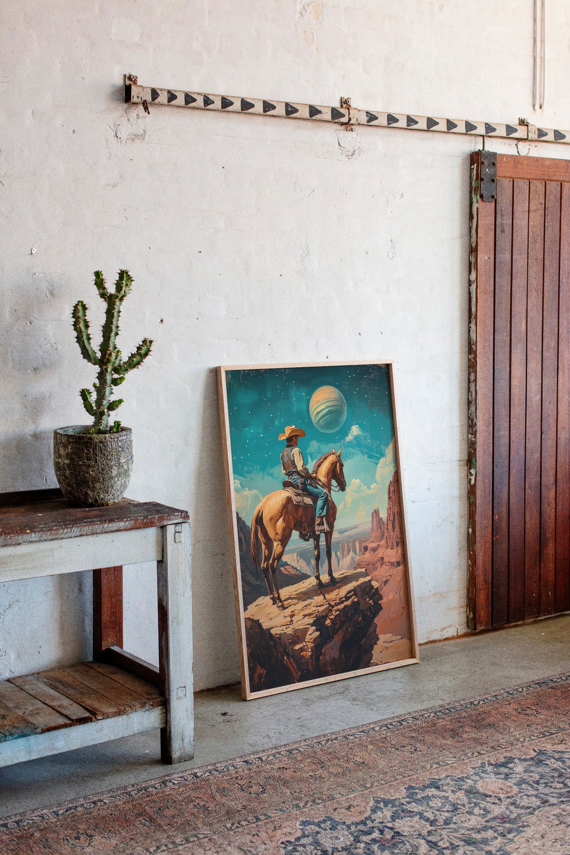 Stargazer Cowboy Canvas – Western Space Wall Art