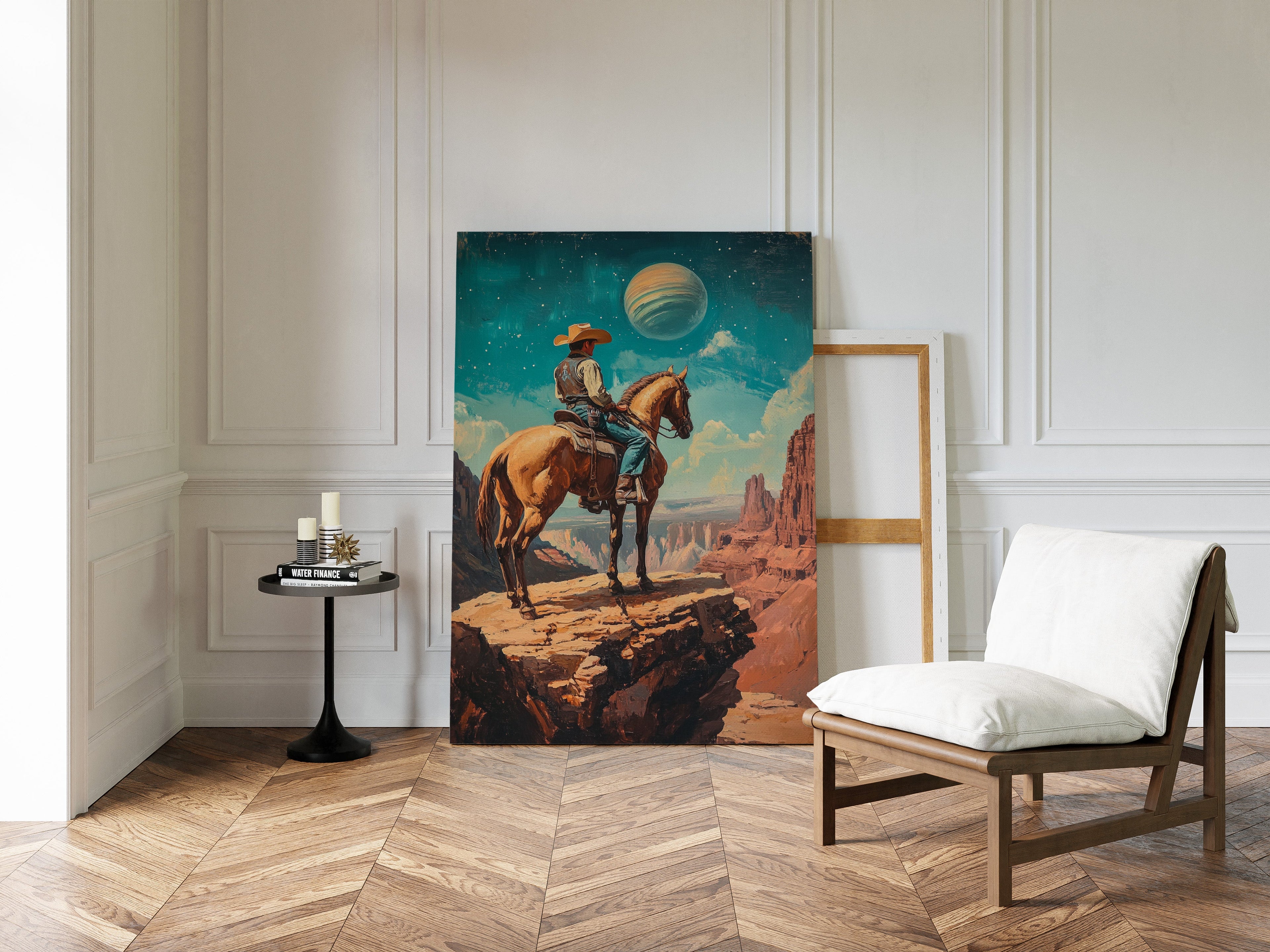 Stargazer Cowboy Canvas – Western Space Wall Art
