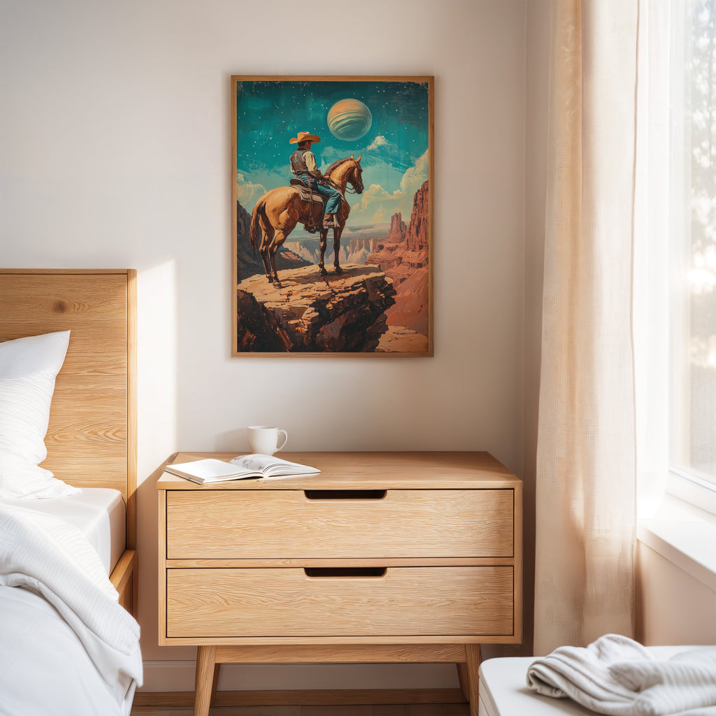 Stargazer Cowboy Canvas – Western Space Wall Art