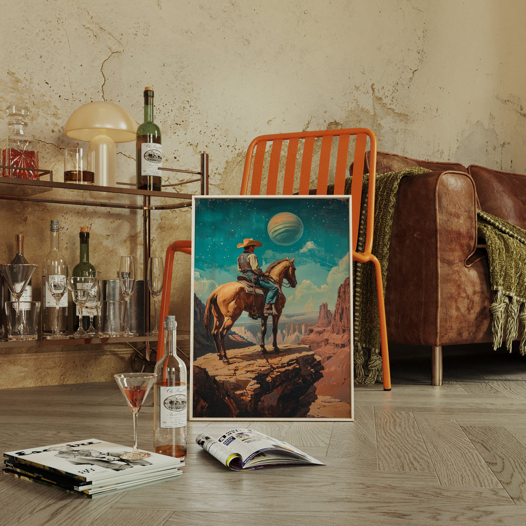 Stargazer Cowboy Canvas – Western Space Wall Art