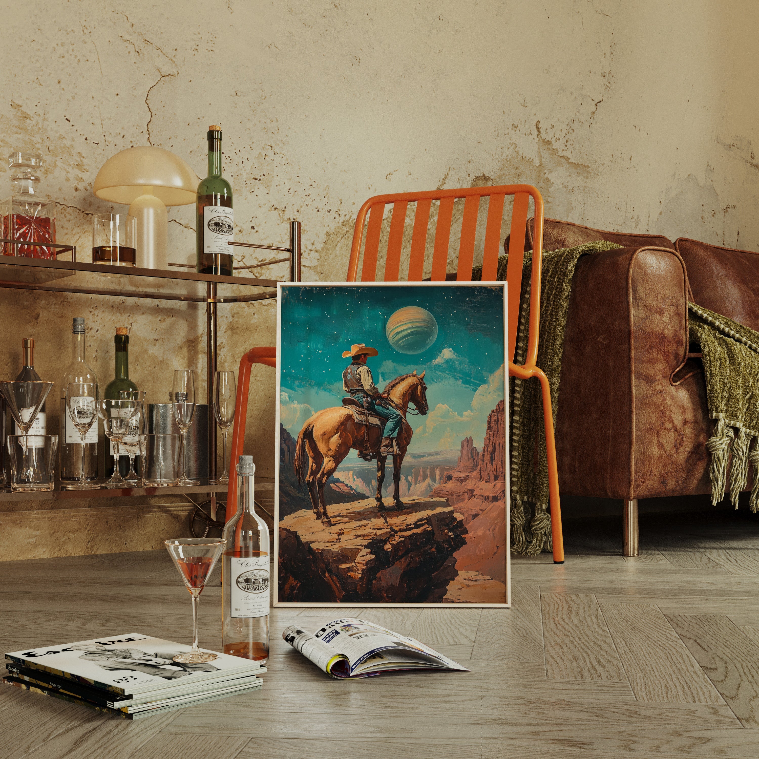 Stargazer Cowboy Canvas – Western Space Wall Art