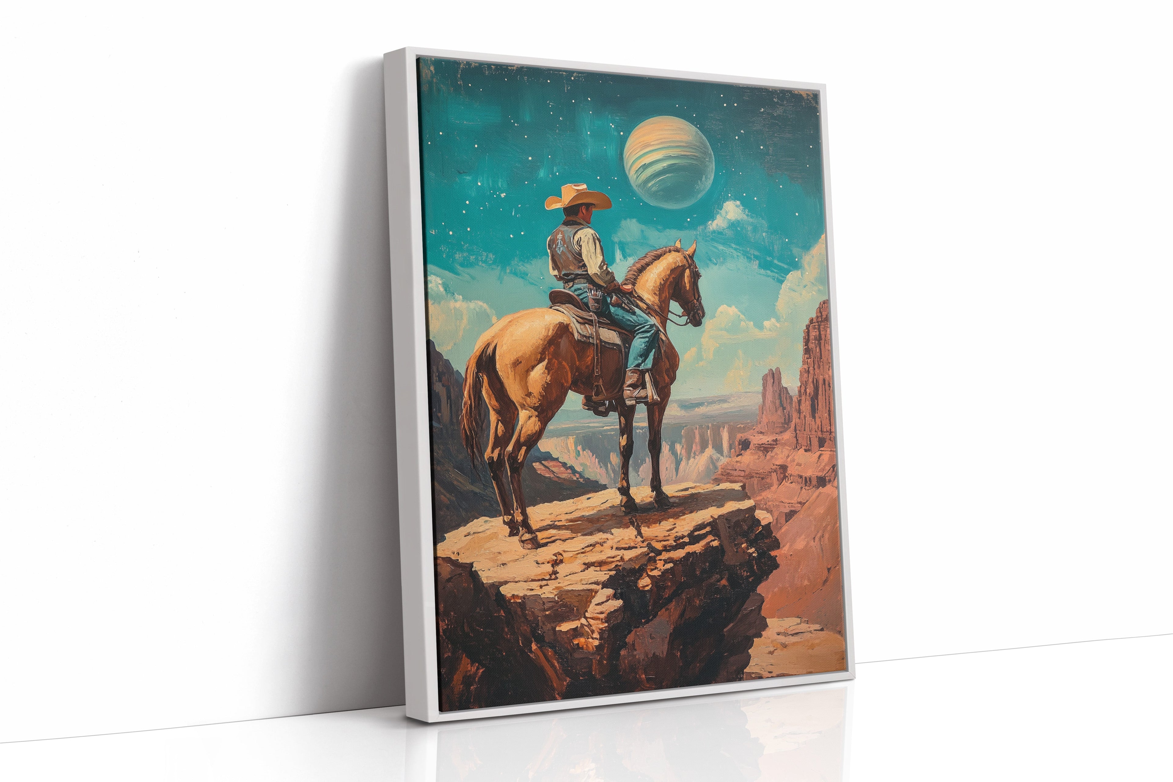 Stargazer Cowboy Canvas – Western Space Wall Art