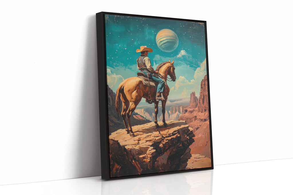 Stargazer Cowboy Canvas – Western Space Wall Art