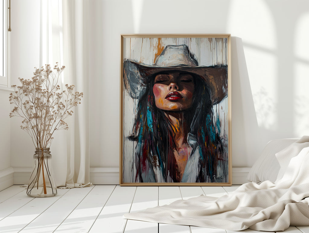 Cowgirl Spirit Canvas – Western Woman Portrait Wall Art
