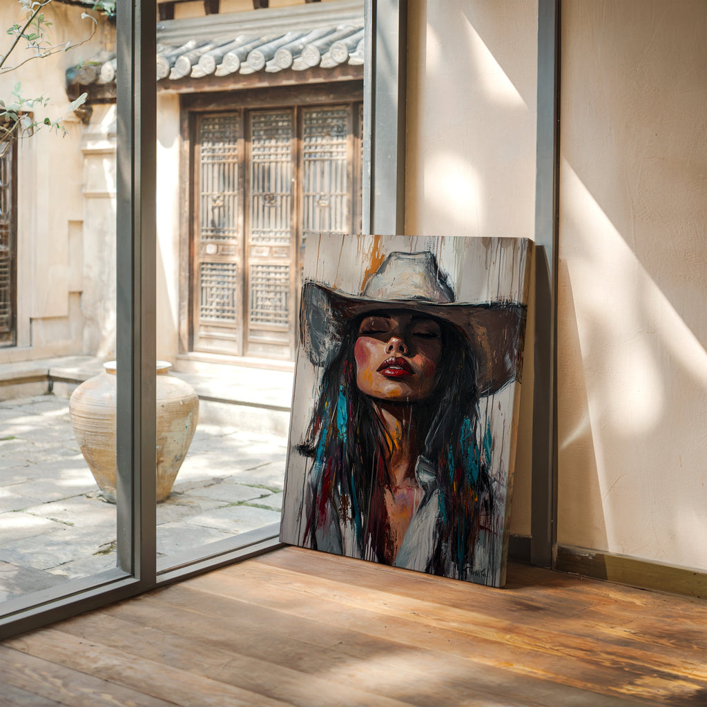 Cowgirl Spirit Canvas – Western Woman Portrait Wall Art