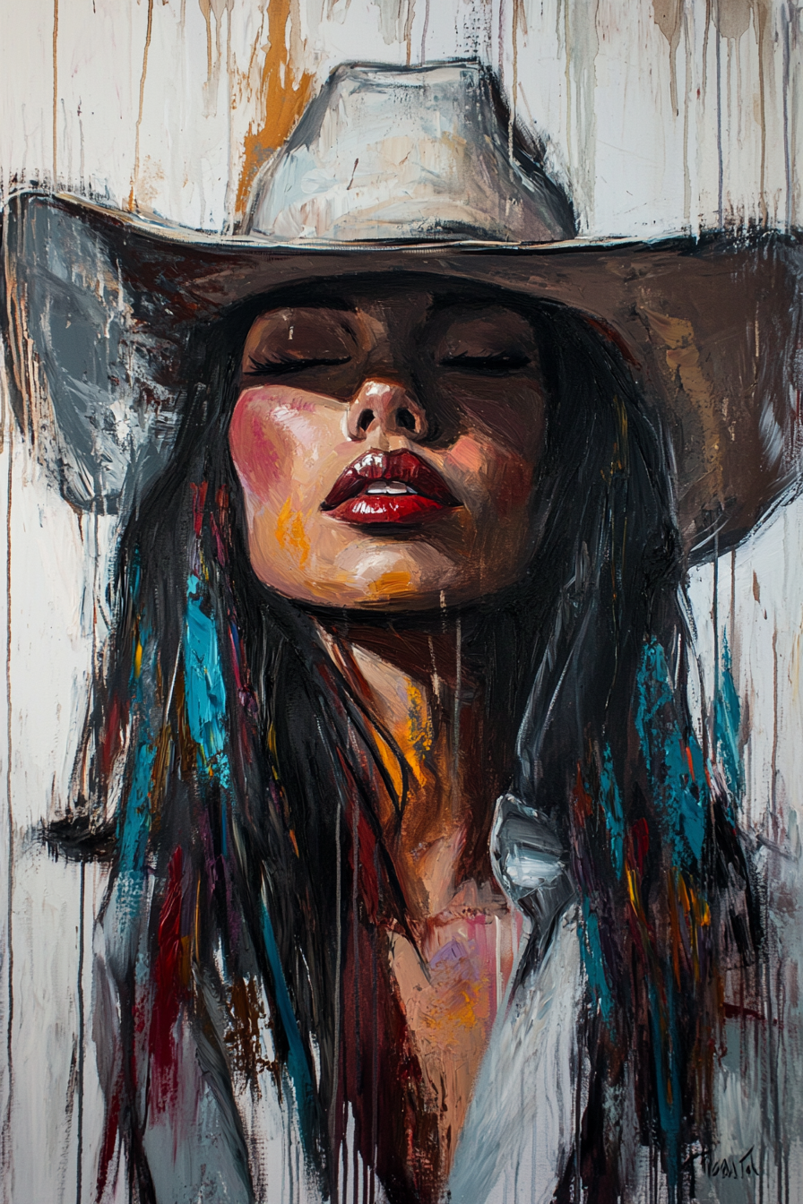 Cowgirl Spirit Canvas – Western Woman Portrait Wall Art
