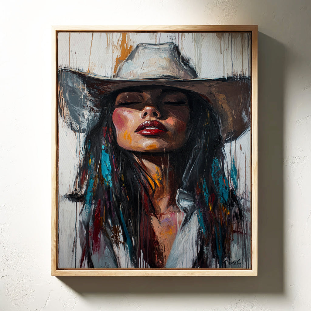 Cowgirl Spirit Canvas – Western Woman Portrait Wall Art
