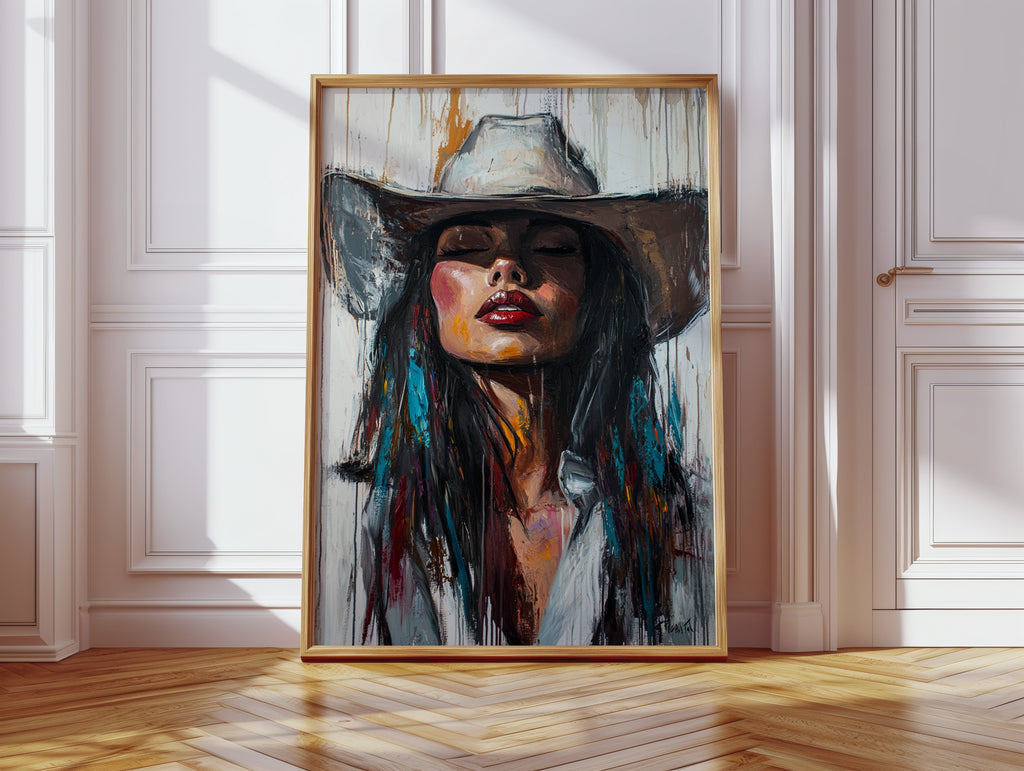 Cowgirl Spirit Canvas – Western Woman Portrait Wall Art