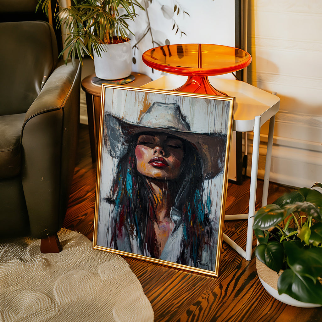 Cowgirl Spirit Canvas – Western Woman Portrait Wall Art