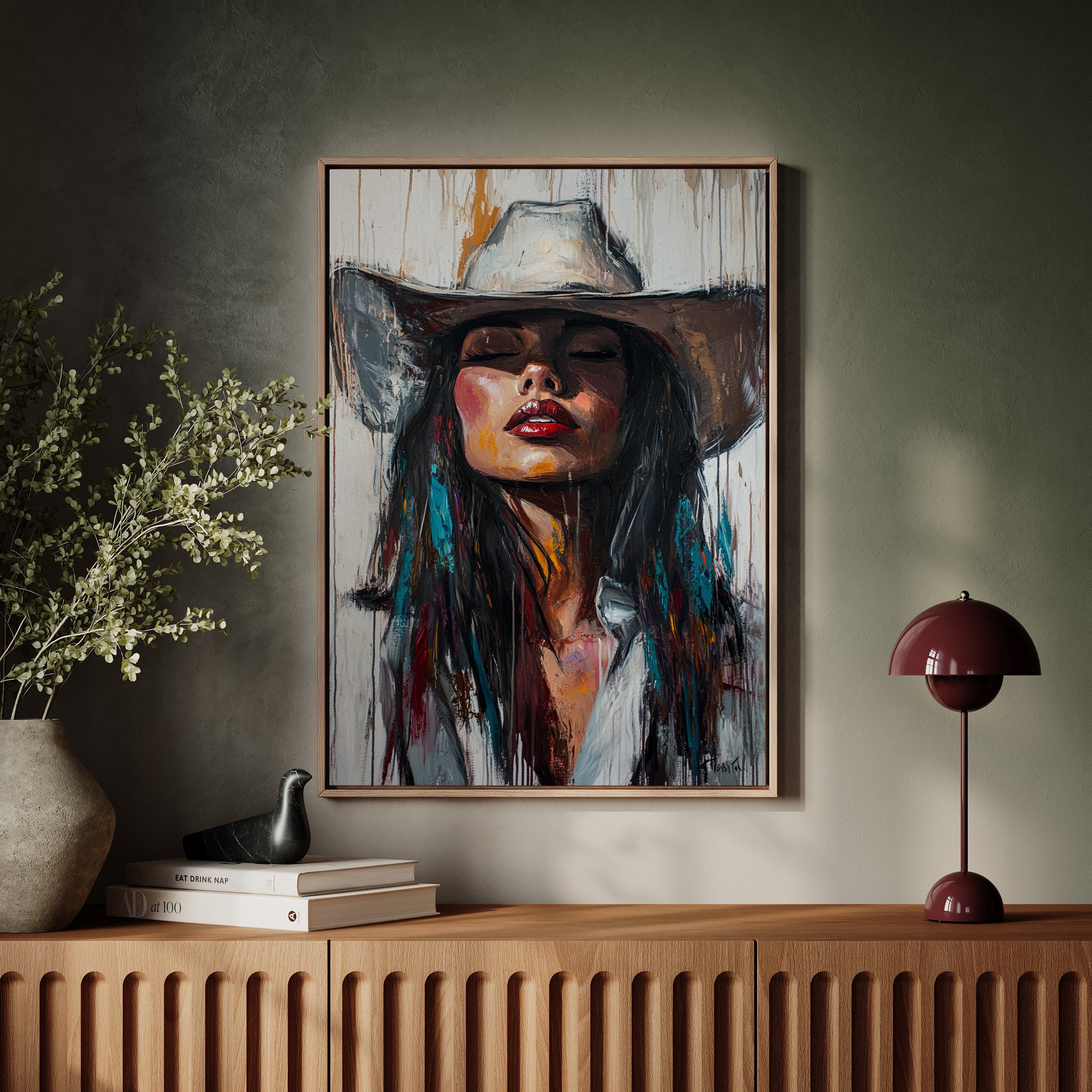 Cowgirl Spirit Canvas – Western Woman Portrait Wall Art