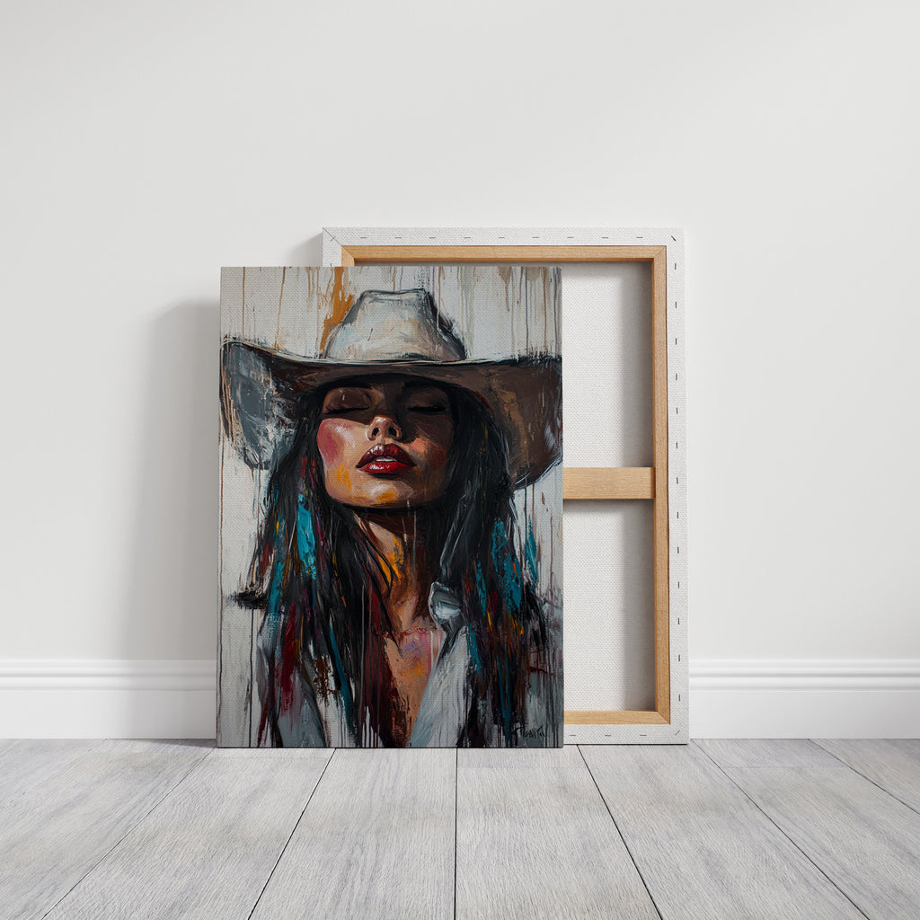 Cowgirl Spirit Canvas – Western Woman Portrait Wall Art