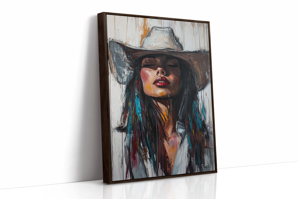 Cowgirl Spirit Canvas – Western Woman Portrait Wall Art