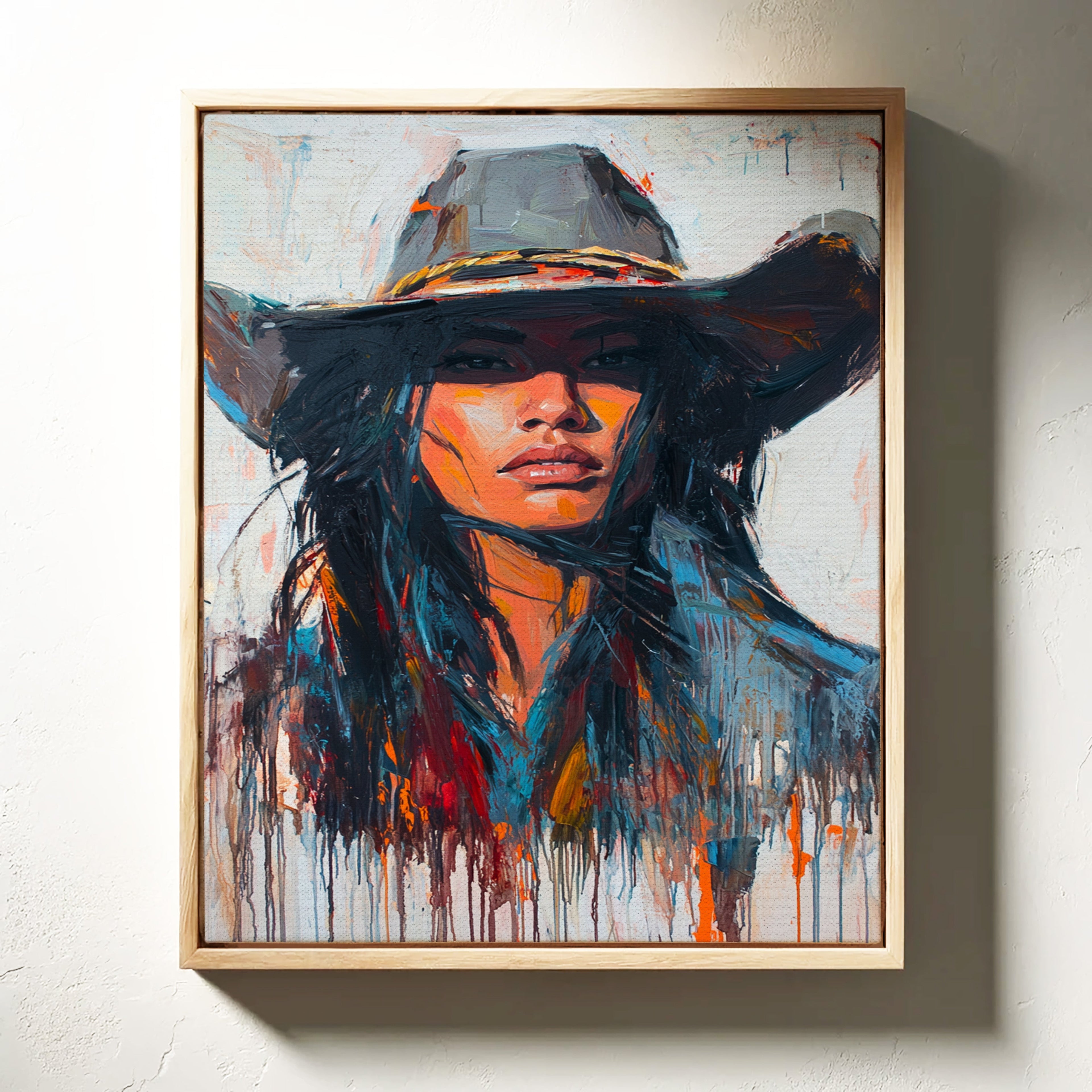 Wild Western Woman Canvas – Bold Cowgirl Portrait Wall Art