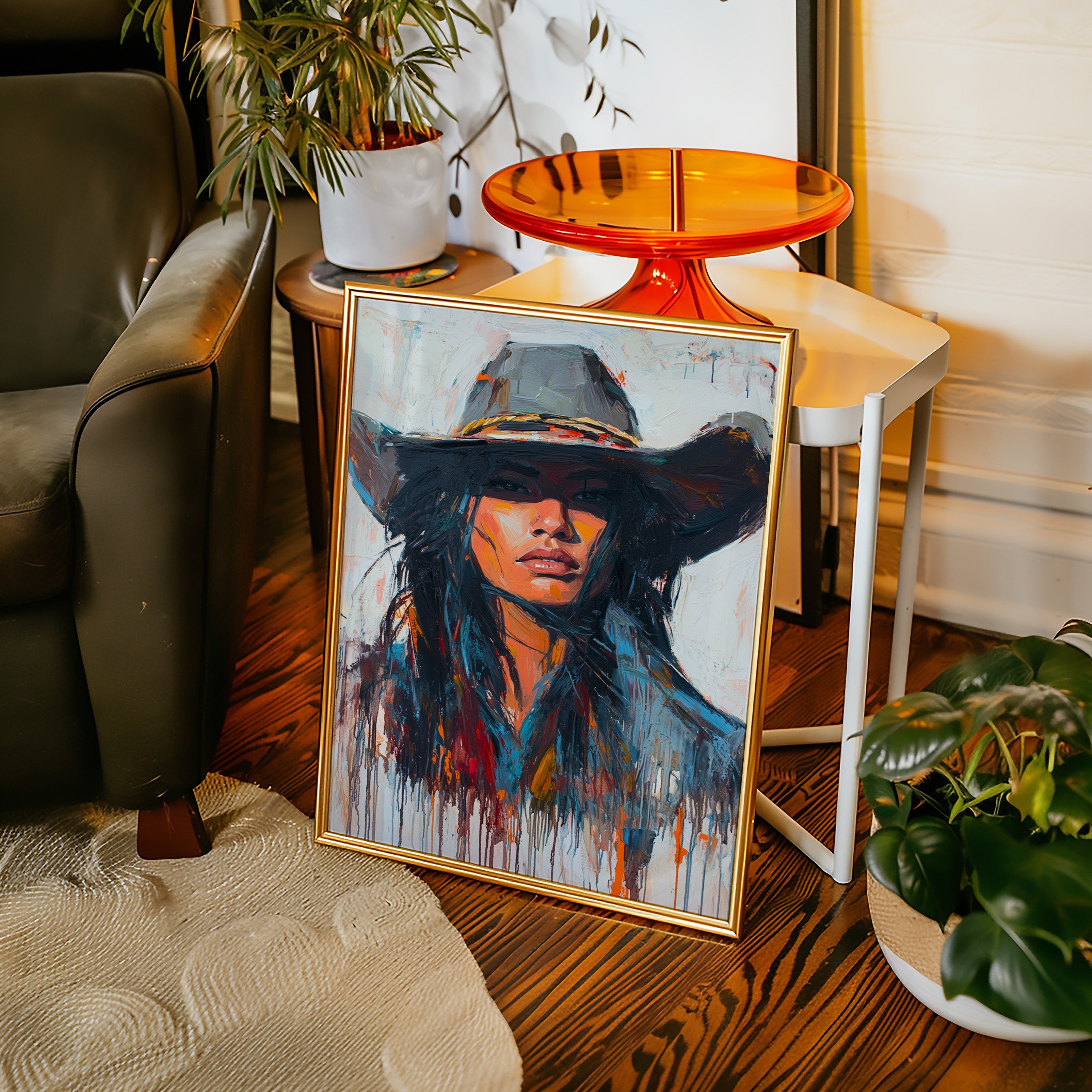 Wild Western Woman Canvas – Bold Cowgirl Portrait Wall Art