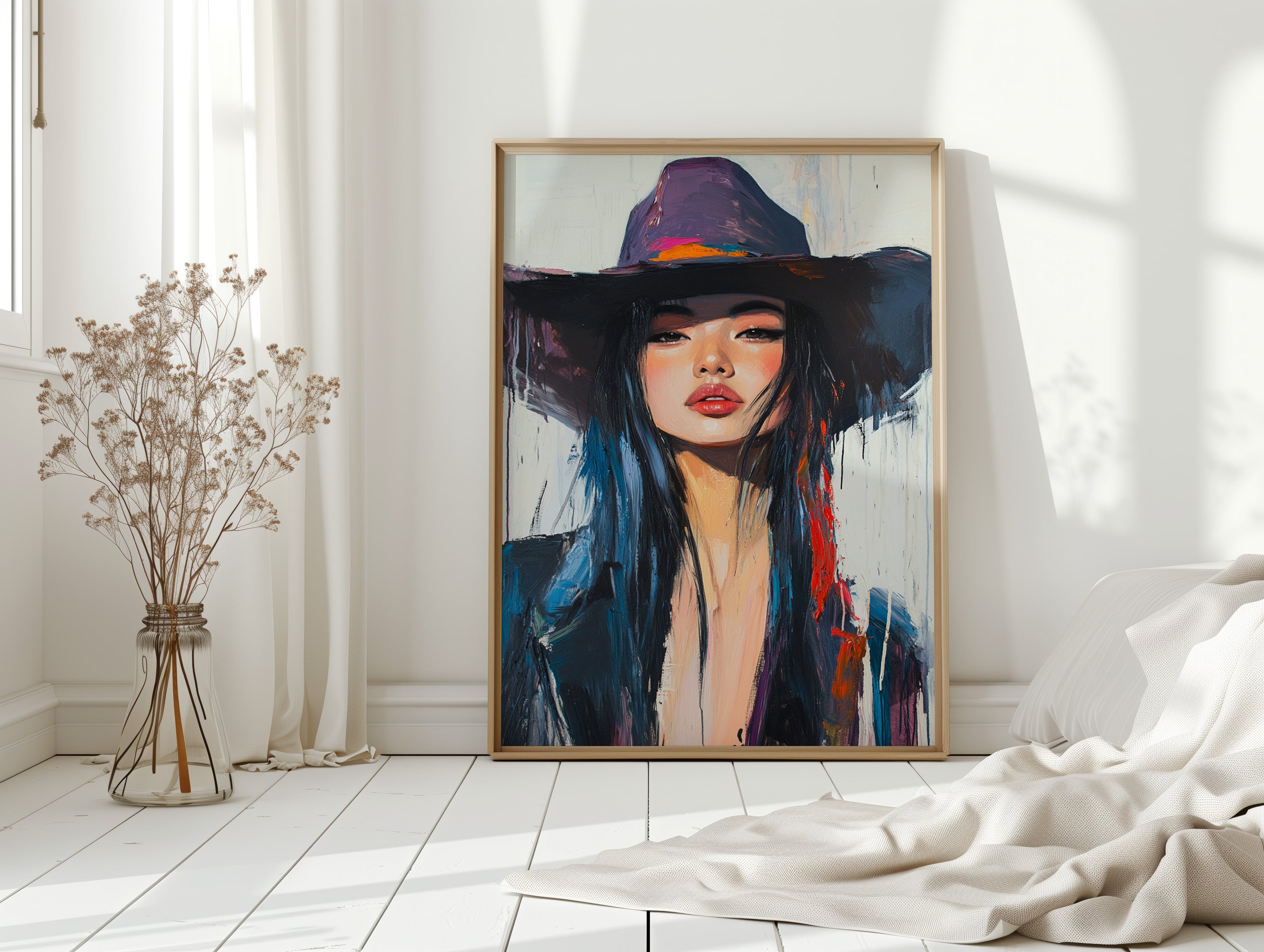 Fierce Cowgirl Canvas – Western Woman Portrait Wall Art