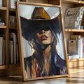 Shadowed Cowgirl Canvas – Western Femme Fatale Wall Art