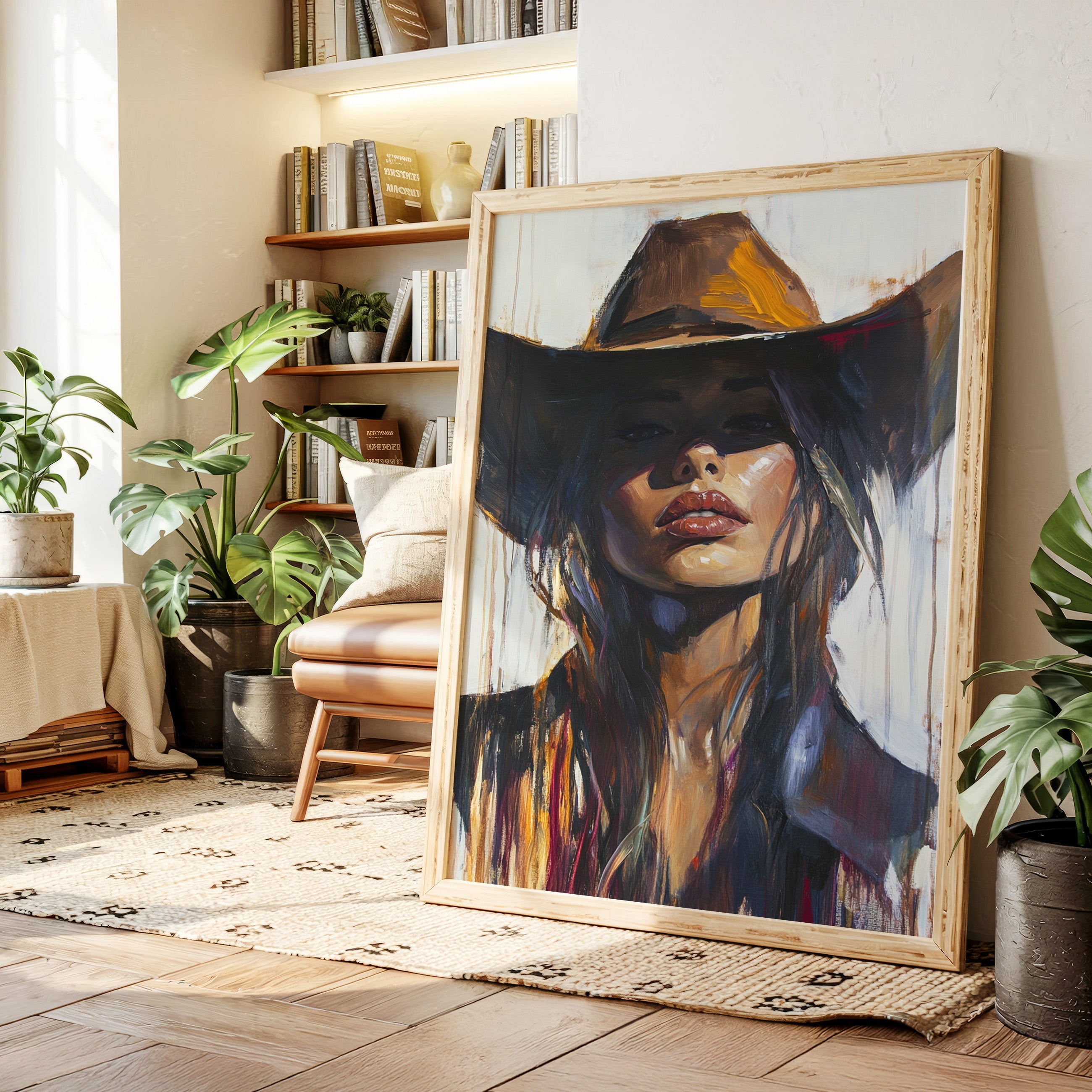 Shadowed Cowgirl Canvas – Western Femme Fatale Wall Art